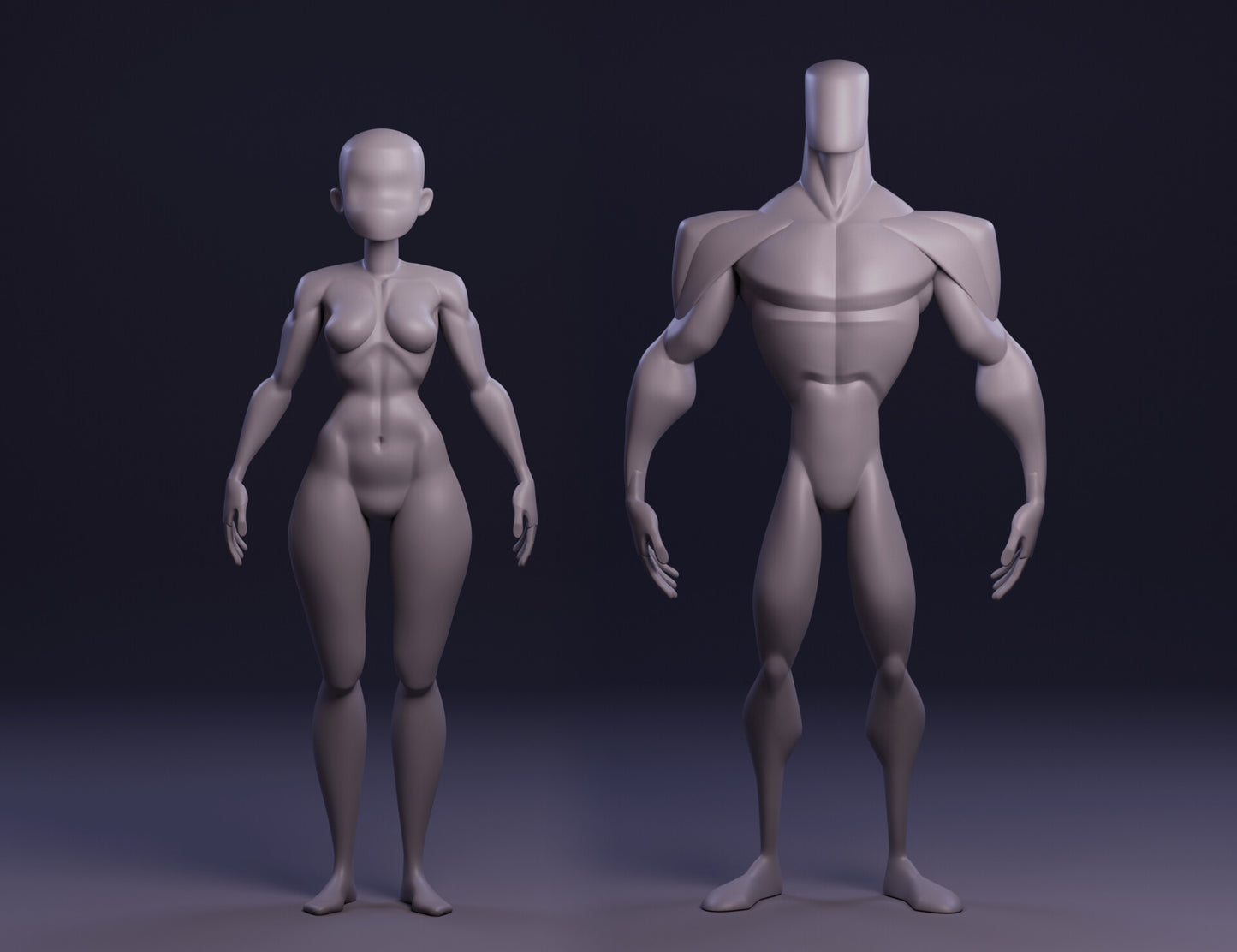Male and Female Stylized Blockouts